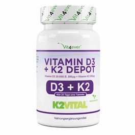 Vit4ever Vitamin D3 20.000 I.E. 500 g + K2 200 g 180 Tabletten