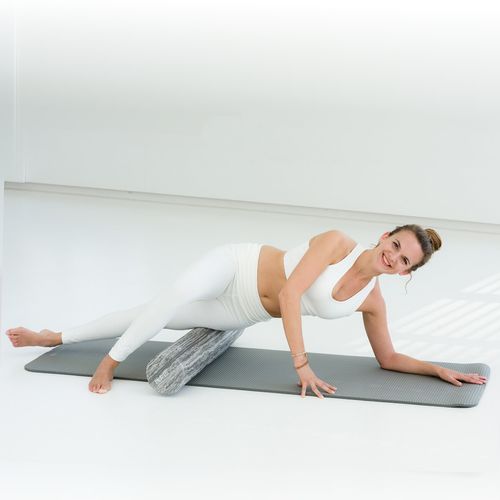 Yogistar Faszien/Pilates Rolle Pro 15x45cm Marmor Blau