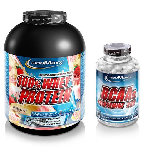 IronMaxx 100% Whey Protein 2350g  French Vanille + BCAAs + Glutamine 130 Kapseln