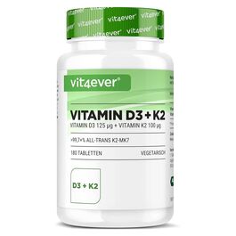 Vit4ever Vitamin D3 5000 I.E. + Vitamin K2 100 g 180 Tabletten