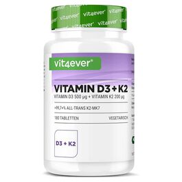 Vit4ever Vitamin D3 20.000 I.E. 500 g + K2 200 g 180 Tabletten