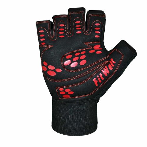 FitWelt SuperGrip V4 Fitnesshandschuhe schwarz rot L