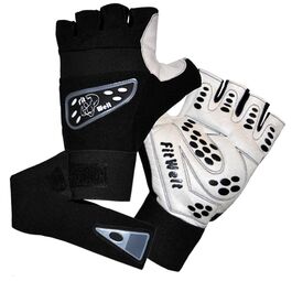 FitWelt Super Grip V2 Fitnesshandschuhe weiß schwarz