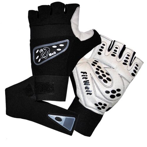 FitWelt Super Grip V2 Fitnesshandschuhe wei� schwarz M