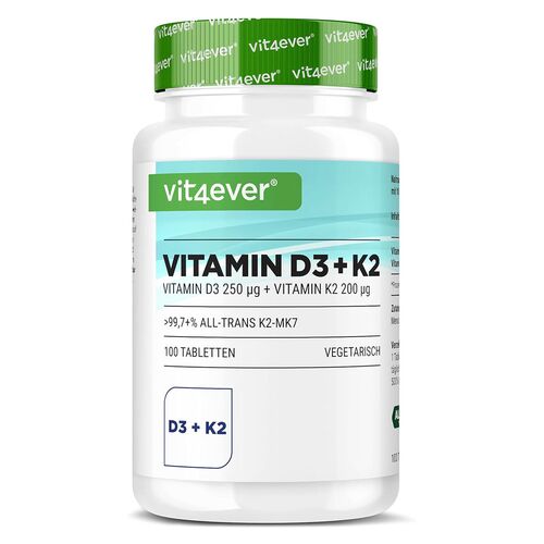 Vit4ever Vitamin D3 10.000 I.E. 200g + Vitamin K2 200 mcg 100 Tabletten